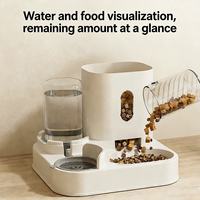 Distributeur d'eau et de nourriture 2-en-1 pour chat et chien, fontaine à eau automatique pour animaux de compagnie avec réservoir de stockage de nourriture, bol d'alimentation pour animaux de compagnie