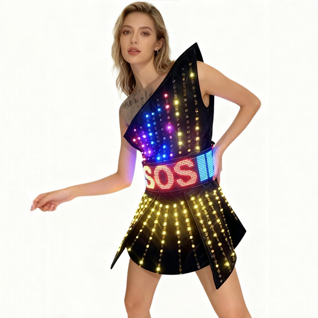 Full Color LED Ballet Costume Set for Women Nightclub Bar Singer DJ GoGo Glowing Skirt Sexy Lead Dancer LED Costumes