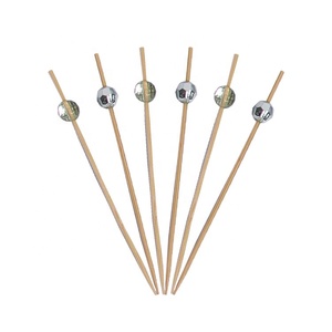 100pcs gói 4.7 <span class=keywords><strong>inch</strong></span> Nguồn cung cấp bên sáng bóng bạc bóng Cocktail Picks xiên của tre - Product Image 3