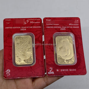 Verschillende nummers Zwitserse Zodiac Draak Slang Fake 1oz Bullion 31g Massief Gouden Bar in blisterverpakking - Product Image 1