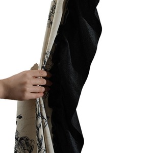 꽃 무늬 검은 인쇄 커튼 패브릭 프랑스 빈티지 정전 크로스 테두리 커튼 가정 장식 완성 된 커튼 - Product Image 5