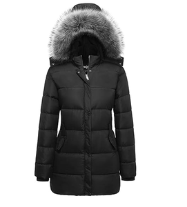 Chaqueta de invierno para mujer, con capucha de piel, abrigo de plumón, corte holgado, cálido, para exteriores - Product Image 1