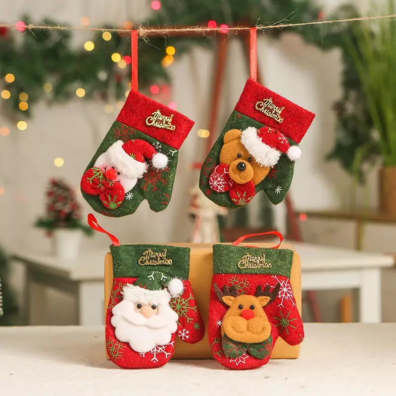 Noel dekorasyon küçük olmayan dokuma noel çorap noel ağacı kolye toptan