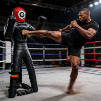 Sac de frappe lourd autoportant PILOTSPORTS, mannequin de boxe en cuir anti-explosion multifonctionnel pour l'entraînement MMA et de combat