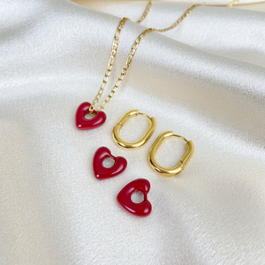 2025 nuovi gioielli di moda 18k oro placcato in acciaio inox Color prugna collana <span class=keywords><strong>a</strong></span> <span class=keywords><strong>cuore</strong></span> <span class=keywords><strong>aperto</strong></span> Set di gioielli - Product Image 5