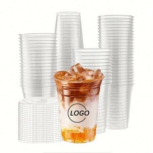 Couvercles et pailles jetables en plastique transparent de 16 oz (98 mm) pour gobelets de fête, smoothies et milkshakes - Product Image 1