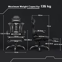 Chaise de gamer de course d'ordinateur inclinable de massage de LED réglable en hauteur DDP avec appui-tête noir rouge Sillas De Escritorio De Oficina