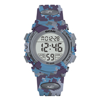 Kinder Quadratische Tarnmuster Leuchtende Edelstahl Sportuhr Wasserdicht LED Digital Unisex 3-15 Alarm Timer Kalender Anderes Armband