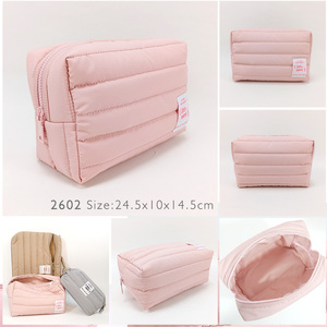 Set Sacs Cosmet Makeup Recycl Gros LabelPrive LogoPerso Grand <span class=keywords><strong>Voyage</strong></span> Femme Rose Mignon Doux Ouatine Coton - Product Image 2
