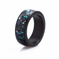 Offre Spéciale 8MM Noir Ormeau Shell Rotatif En Acier Inoxydable Hommes Punk Anneau Shell Anxiété Fidget Anneaux Soulager Le Stress