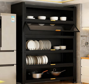 Vente flash : Étagère de rangement multifonctionnelle pour cuisine, en métal, sur pied, à plusieurs niveaux, avec porte, pour four à <span class=keywords><strong>micro</strong></span>-ondes, casseroles et bols - Product Image 6