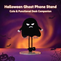 Support de téléphone universel pliable en acrylique noir fantôme d'Halloween, réglable en hauteur, personnalisable avec logo OEM