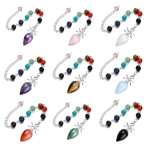 Cono di cristallo pendoli esagonale tre fasi del mese Reiki ciondoli di guarigione ornamenti per divinazione forniture - Product Image 1