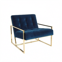 Fauteuil de salon de luxe moderne pour hôtel, fauteuil de détente en velours avec cadre métallique doré, mobilier pour hôtel, maison ou bureau