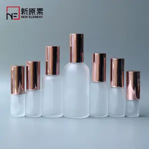 Botella de espray transparente para perfume, botella redonda de vidrio esmerilado, color oro rosa, 5ml, 10ml, 15ml, 20ml, 30ml, 50ml, 100ml