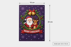 Carte de Noël 3D Pop-up au design original ZS-PC0221, Forêt, Père Noël, Bonhomme de neige, Animaux, Guirlande, Petite carte - Product Image 3