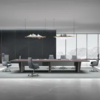 Modern Luxury Large Walnut Office Conference Meeting Boardroom Table