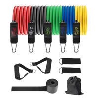 Ensemble de 11 bandes élastiques en latex Enriter, 5 niveaux de résistance, réglables de 10 à 50 livres, écologiques, antidérapantes, confortables, pour la musculation et le fitness