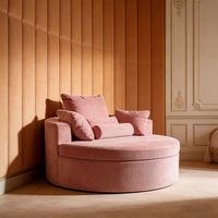 Fauteuil rond rembourré en mousse haute densité sans structure avec coussins, ensemble de meubles de salon, personnalisation en usine