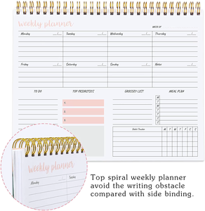 Cuaderno de planificadores en espiral sin fecha personalizado, planificador semanal de comidas, lista de comestibles con rastreador de hábitos para hacer - Product Image 2