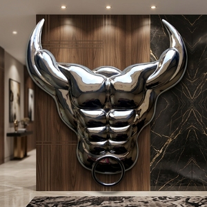 Buzón de Pared de Acero Inoxidable con Diseño de Cabeza de Toro, Acabado Pulido Espejo, Pintado en Rojo, Ranura Decorativa para Correo, para Interiores y Exteriores - Product Image 3