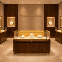 Comptoir de présentation de bijoux sur mesure, vitrine incurvée en verre, cadre doré, vitrine de présentation pour magasin de bijoux, vente en gros