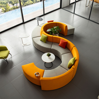Ensemble canapé-salon moderne incurvé en forme de S pour hôtel et hôpital pour maison, bureau, appartement, couverture en tissu à base métallique convertible