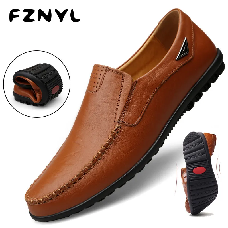 leather New summer PU leather shoes for men, genuine leather slip-on casual lofer shoes for men