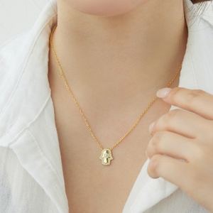 Collar con Colgante de Amuleto de Ojo Turco Azul, Diseño de Mano de Fátima, en Plata de Ley 925 con Baño de Rodio y Oro, con Circonita 5A, de Dylam Delicate - Product Image 2