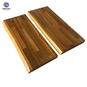 Juego de 2 Estantes Flotantes de Madera de Acacia con Borde Natural, Acabado en Teca Dorada NC para Decoración del Hogar - Product Image 2