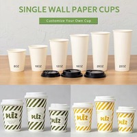 Gobelets à café jetables en papier kraft recyclable à paroi simple, de qualité alimentaire, personnalisés, pour boissons énergisantes et whisky