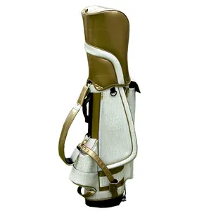 Chengsheng Deluxe Damen rosa Gold Kunstleder Standbeutel wasserdichte Golf-Tasche mit individuellem Logo für Damen