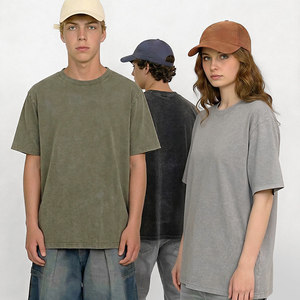 T-shirt Vintage in Cotone 100% da 230GSM, Personalizzabile, Oversize, Effetto Lavato, Ricamata, da <span class=keywords><strong>Uomo</strong></span> - Vendita Calda - Product Image 1