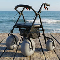 Déambulateur pliable léger KSW3 pour extérieur et bord de mer, avec grandes roues ballon de 12 pouces, fauteuil roulant de plage, capacité 100 kg