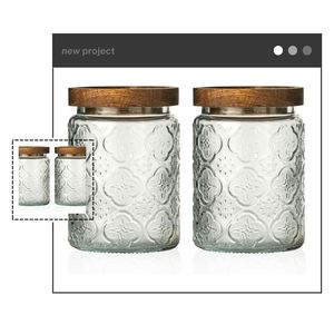 Modern Designed Kitchen Storage Counter <b>Jar</b> with Airtight Wood Lid Glass Pantry for <b>Cookies</b> Candy Coffee Condiments - Product Image 2