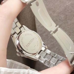 Montre à quartz ronde en or pour femme Contena avec lunette en cristal, cadran analogique, bracelet en acier inoxydable, montre élégante et luxueuse - Product Image 4