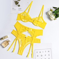Nouveauté : Ensemble de lingerie sexy pour femme, lingerie de nuit en dentelle avec armatures, pyjama, lingerie féminine