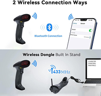 EVAWGIB Scanner de codes à barres portable le moins cher en entrepôt 1D & 2D Lecteur de codes à barres QR Blue tooth 433 MHZInterface USB sans fil et filaire Dock