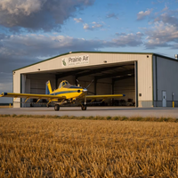 Hangar d'avion en structure métallique à grande portée avec toit en treillis arqué, portes géantes à haut débitement, bâtiment aéronautique préfabriqué CE