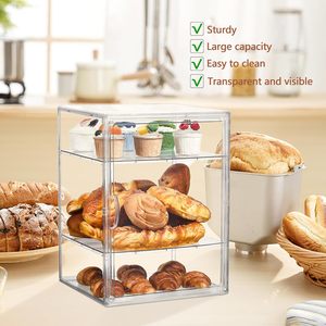 Countertop Pastry <strong>Display</strong> Cabinet 4 Layers <strong>Adjustable</strong> Shelf Showcase Clear Bread Storage Box Acrylic Bakery <strong>Display</strong> <strong>Case</strong> - Product Image 5