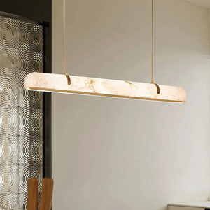Design moderno lungo nastro nordico ottone lampada pendente in alabastro <span class=keywords><strong>per</strong></span> Villa <span class=keywords><strong>tavolo</strong></span> <span class=keywords><strong>da</strong></span> <span class=keywords><strong>pranzo</strong></span> Bar Hotel ristorante lampadario creativo - Product Image 3