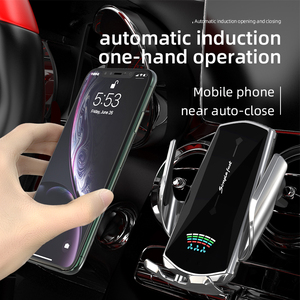 Support de téléphone portable pour voiture avec <span class=keywords><strong>chargeur</strong></span> sans fil rapide, capteur infrarouge intelligent, fixation sur grille d'aération, serrage automatique - Product Image 5