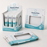 Présentoir PDQ personnalisé en carton ondulé E-Flute avec fenêtre latérale pour dentifrice, assemblage rapide, présentoir de vente au détail avec fenêtre découpée