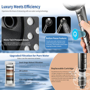 Testa <span class=keywords><strong>doccia</strong></span> <span class=keywords><strong>multifunzione</strong></span> ad alta pressione filtrata, 4 modalità di spruzzatura portatile con gocce di ioni massaggio testa <span class=keywords><strong>doccia</strong></span> - Product Image 6