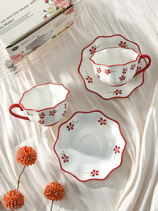 Floral Ceramic Coffee Cup And Saucer Set Luxury Elegant Afternoon Tea Cup High-end Gift For Women - Product Image 3