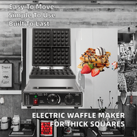 Machine à gaufres électrique commerciale en acier inoxydable, modèle à quatre empreintes carrées épaisses pour muffins, sandwichs et dim sum créatifs – Meilleures ventes