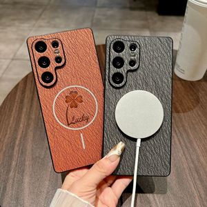Coque pour Samsung S25 Ultra Série Trèfle, Étui de téléphone Trèfle à Quatre Feuilles, Couverture Complète S24 FE, Anneau Magnétique Fin et Simple, Finition Mate - Product Image 1