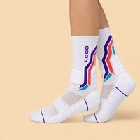 Chaussettes en coton tricotées sur mesure pour le basketball, la course à pied et les sports, chaussettes mi-mollet en tissu éponge, confortables et douces, chaussettes de sport avec logo personnalisé