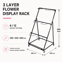 Rak Display Logam Modern Custom 6/12 Bucket yang Dapat Dipindahkan untuk Pajangan Bunga Buatan, Buket Bunga Segar, dan Tanaman Hijau