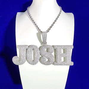 Classic Super Bling Men’s Jewelry 925 Sterling <b>Silver</b> Micro Pave CZ Iced Drip <b>Initial</b> Letter <b>Pendant</b>, Stylish Hip Hop Luxury - Product Image 1